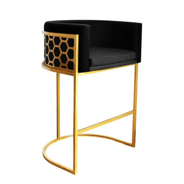 Eden Bar Stool Upholstered With Brass Metal Finish
