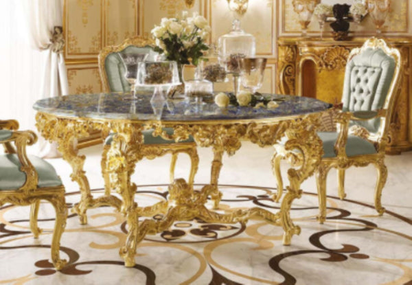 Malden Hand Carved Gold Leaf Luxury Dining Table